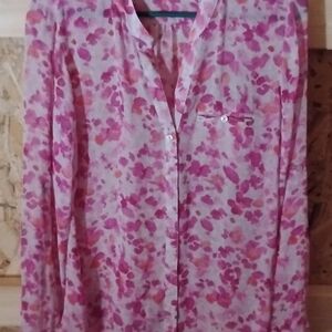 Kut from the Kloth Pink and Orange Floral Blouse